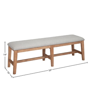 Alpine Furniture Olejo Bench With Oatmeal Cushion And Tapered Legs, Natural Wood Finish, Durable Stylish Seating (99) 3426-03