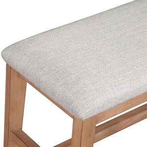 Alpine Furniture Olejo Bench With Oatmeal Cushion And Tapered Legs, Natural Wood Finish, Durable Stylish Seating (99) 3426-03