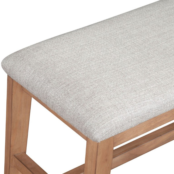 Alpine Furniture Olejo Bench With Oatmeal Cushion And Tapered Legs, Natural Wood Finish, Durable Stylish Seating (99) 3426-03