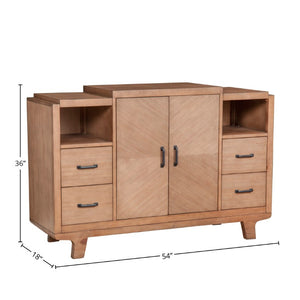Alpine Furniture Olejo Sideboard Natural — 54"X18"X36" Fully Assembled Storage With 4 Drawers, Hidden Drawer, Cabinets, Durable Finish 3426-06