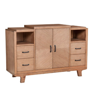 Alpine Furniture Olejo Sideboard Natural — 54"X18"X36" Fully Assembled Storage With 4 Drawers, Hidden Drawer, Cabinets, Durable Finish 3426-06