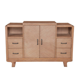Alpine Furniture Olejo Sideboard Natural — 54"X18"X36" Fully Assembled Storage With 4 Drawers, Hidden Drawer, Cabinets, Durable Finish 3426-06