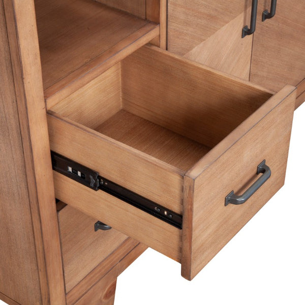 Alpine Furniture Olejo Sideboard Natural — 54"X18"X36" Fully Assembled Storage With 4 Drawers, Hidden Drawer, Cabinets, Durable Finish 3426-06