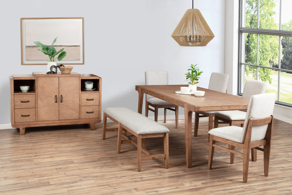 Alpine Furniture Olejo Natural Side Chairs With Oatmeal Cushions — Timeless Tapered-Leg Dining Seating, Durable Comfort 3426-02