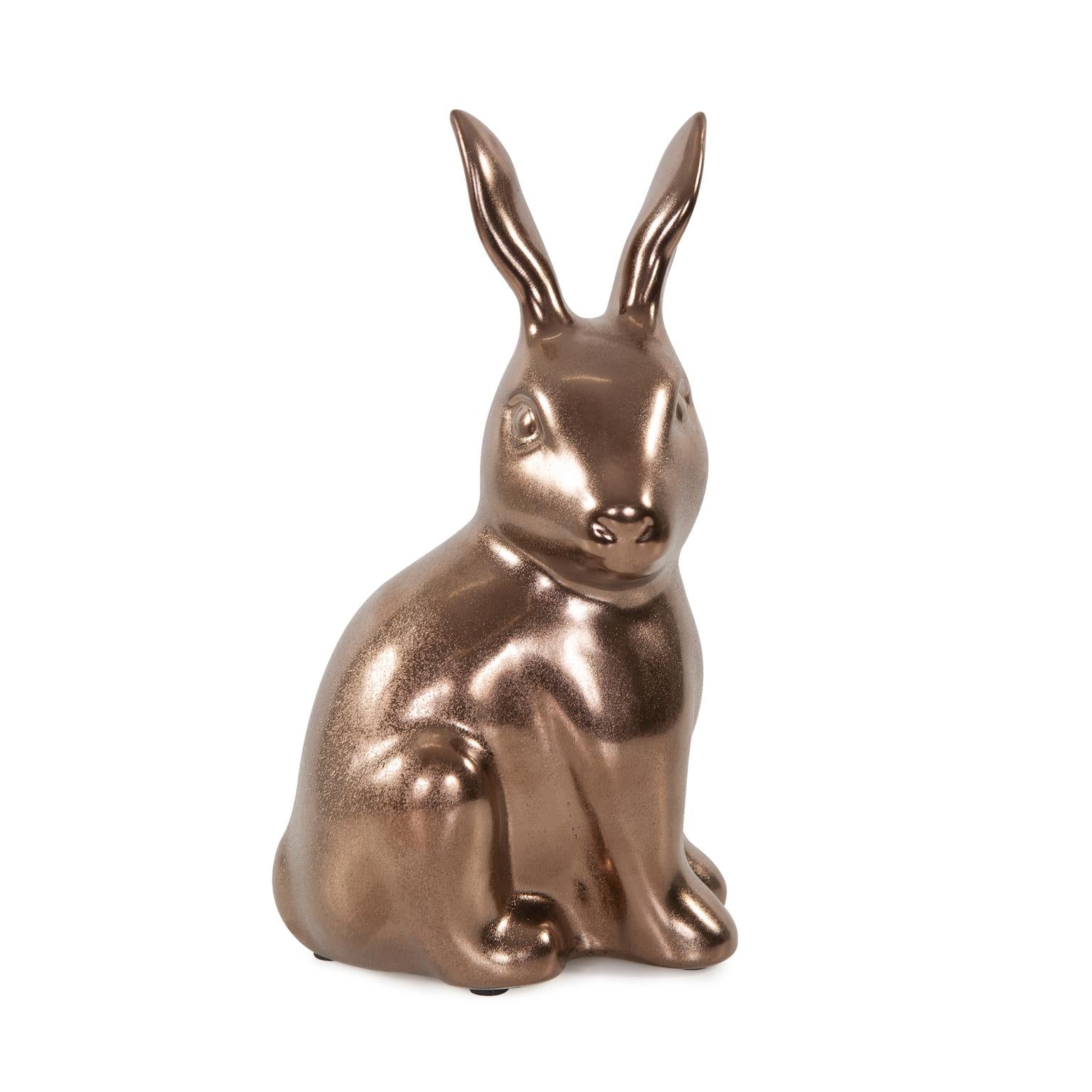 Rabbit Sculpture: Roscoe in Antique Brass Finish - Whimsical Home Deco