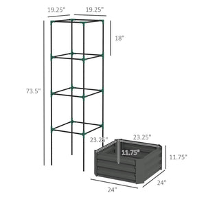 English Elm Outsunny Galvanized Raised Garden Bed With Trellis, Perfect For Climbing Plants & Urban Gardening! W2225P174441-GIGA