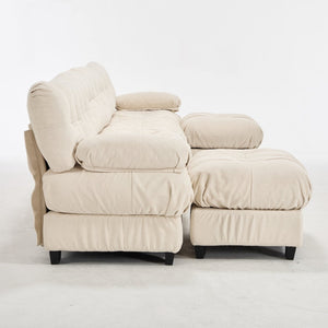 English Elm U Shaped Modular Cloud Sectional with Plush Flannelette Upholstery Deep Seat Living Room Sofa Beige W2120S00053