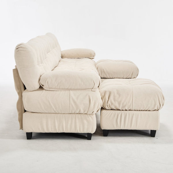 English Elm U Shaped Modular Cloud Sectional with Plush Flannelette Upholstery Deep Seat Living Room Sofa Beige W2120S00053