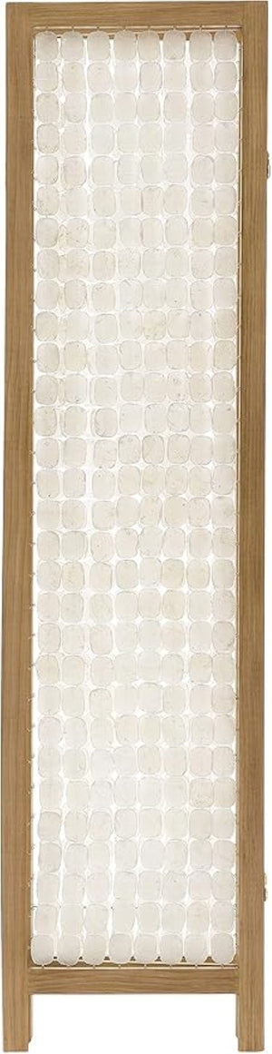HomeRoots 71" Clear Folding Room Divider - Elegant Three-Panel Capiz Shell Screen for Modern Home Decor 342720