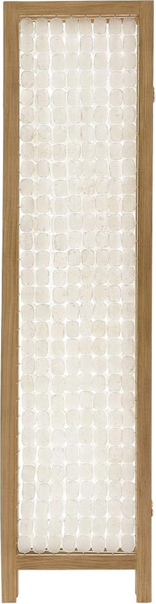 HomeRoots 71" Clear Folding Room Divider - Elegant Three-Panel Capiz Shell Screen for Modern Home Decor 342720