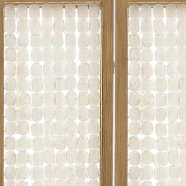 HomeRoots 71" Clear Folding Room Divider - Elegant Three-Panel Capiz Shell Screen for Modern Home Decor 342720