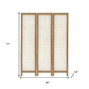 HomeRoots 71" Clear Folding Room Divider - Elegant Three-Panel Capiz Shell Screen for Modern Home Decor 342720