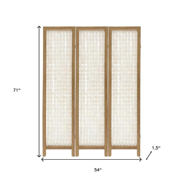 HomeRoots 71" Clear Folding Room Divider - Elegant Three-Panel Capiz Shell Screen for Modern Home Decor 342720