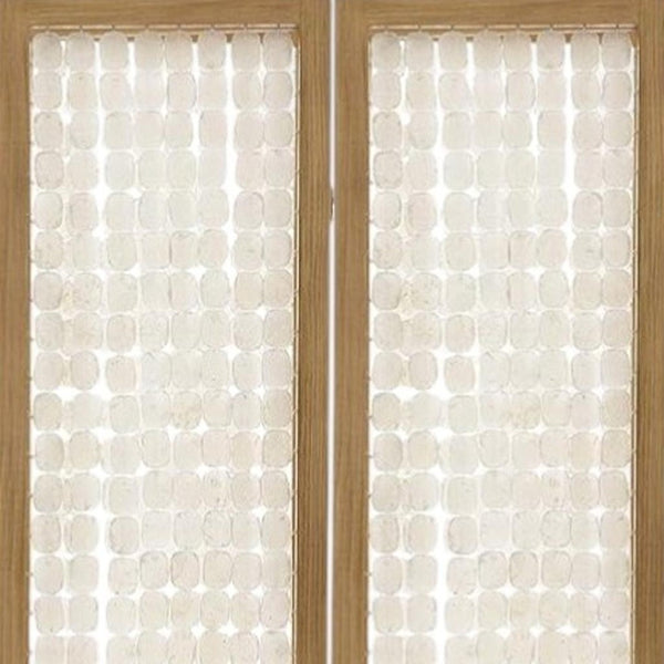 HomeRoots 71" Clear Folding Room Divider - Elegant Three-Panel Capiz Shell Screen for Modern Home Decor 342720