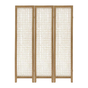 HomeRoots 71" Clear Folding Room Divider - Elegant Three-Panel Capiz Shell Screen for Modern Home Decor 342720