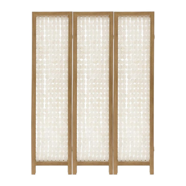 HomeRoots 71" Clear Folding Room Divider - Elegant Three-Panel Capiz Shell Screen for Modern Home Decor 342720
