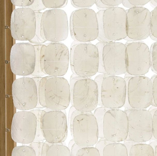 HomeRoots 84" Capiz Mother of Pearl Folding Three Panel Screen - Elegant Room Divider with Artisanal Charm 342721