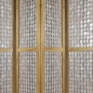 HomeRoots 84" Capiz Mother of Pearl Folding Three Panel Screen - Elegant Room Divider with Artisanal Charm 342721