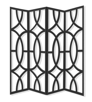 Homeroots 84" Black Solid Wood Folding Four Panel Screen Room Divider   342722