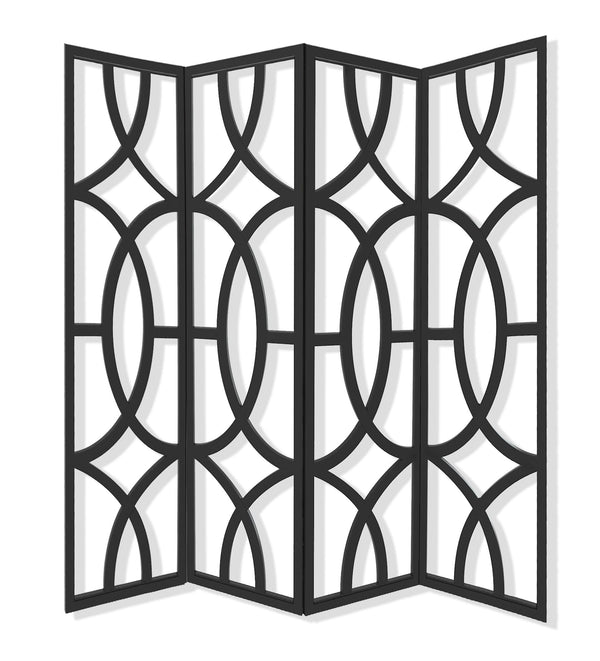 Homeroots 84" Black Solid Wood Folding Four Panel Screen Room Divider   342722