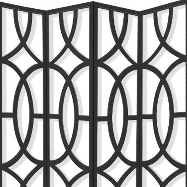 HomeRoots 84" Modern Black Solid Wood Folding Screen - Stylish Room Divider & Privacy Accent for Any Space 342722