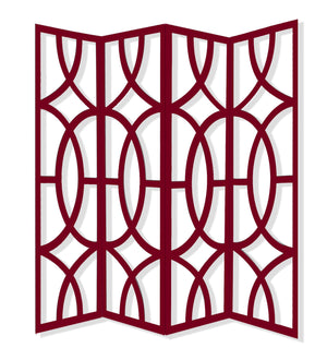 Homeroots 84" Red Solid Wood Folding Four Panel Screen Room Divider   342723