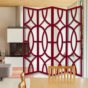 Homeroots 84" Red Solid Wood Folding Four Panel Screen Room Divider   342723