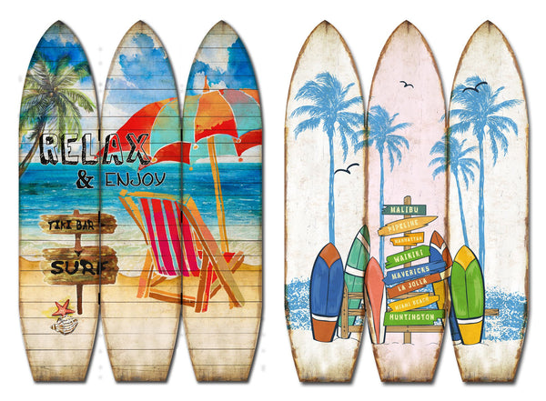 Homeroots 71" Blue And Beige Solid Wood Folding Three Panel Screen Room Divider   342730