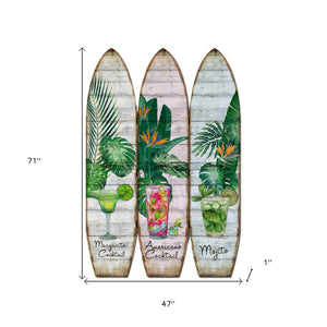 Homeroots 71" Green Solid Wood Folding Three Panel Screen Room Divider   342731