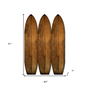 Homeroots 71" Brown Solid Wood Folding Three Panel Screen Room Divider   342735