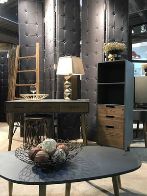 Homeroots 108" Gray Fabric And Wood Folding Five Panel Screen Room Divider   342736