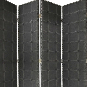 HomeRoots 108" Elegant Gray Fabric & Wood Folding Five-Panel Screen Divider - Versatile Room Privacy Solution 342736