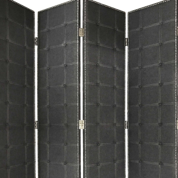 HomeRoots 108" Elegant Gray Fabric & Wood Folding Five-Panel Screen Divider - Versatile Room Privacy Solution 342736