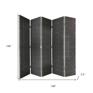 Homeroots 108" Gray Fabric And Wood Folding Five Panel Screen Room Divider   342736