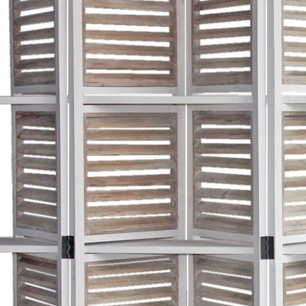 Homeroots 71" White Wood Folding Four Panel Screen Room Divider  Wood 342741