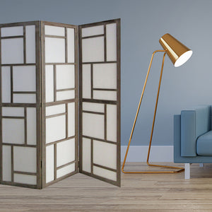 Homeroots 50" Gray And White Wood And Fabric Three Panel Screen Room Divider  Wood And Fabric 342742