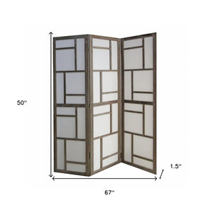 Homeroots 50" Gray And White Wood And Fabric Three Panel Screen Room Divider  Wood And Fabric 342742