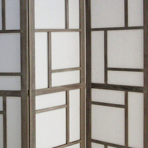 Homeroots 50" Gray And White Wood And Fabric Three Panel Screen Room Divider  Wood And Fabric 342742