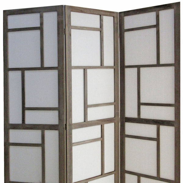 Homeroots 50" Gray And White Wood And Fabric Three Panel Screen Room Divider  Wood And Fabric 342742