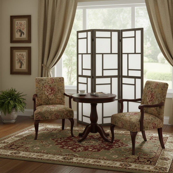 HomeRoots 50" Elegant Gray Wood and Fabric Three-Panel Room Divider - Stylish Privacy Screen for Any Space 342742