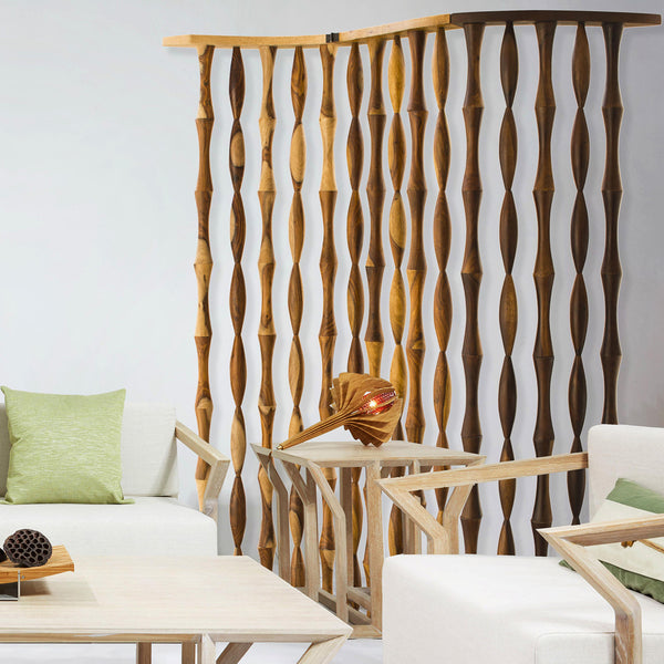 Homeroots 74" Natural Solid Wood Three Panel Screen Room Divider  Wood 342744