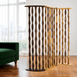 Homeroots 74" Natural Solid Wood Three Panel Screen Room Divider  Wood 342744