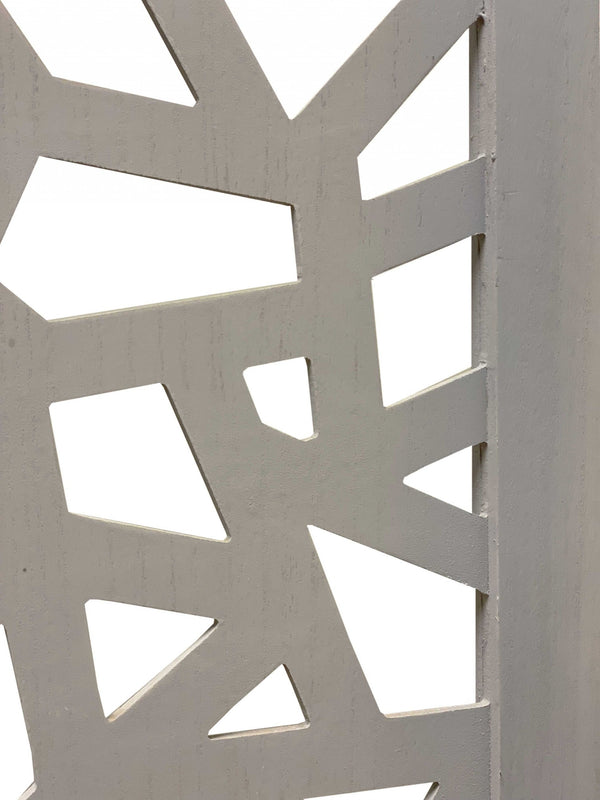 Homeroots 50" Gray Solid Wood Folding Three Panel Screen Room Divider   342745