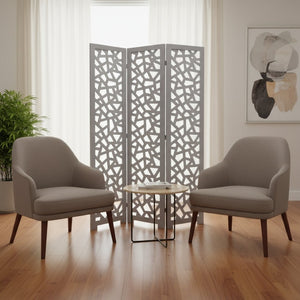 HomeRoots 50" Gray Folding Three-Panel Room Divider Screen - Stylish Solid Wood Privacy Solution for Any Space 342745