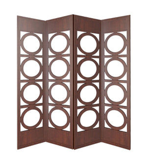 Homeroots 84" Brown Solid Wood Folding Four Panel Screen Room Divider   342747