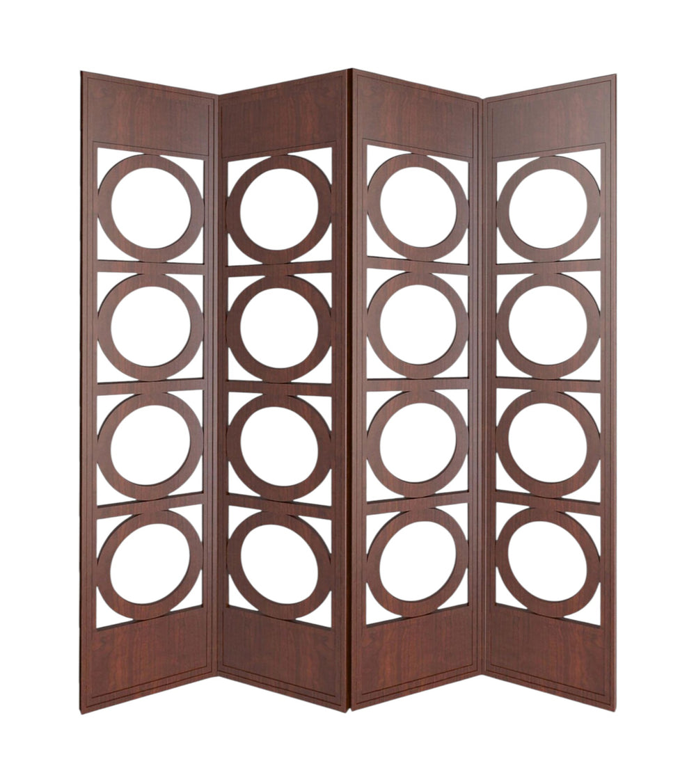 Homeroots 84" Brown Solid Wood Folding Four Panel Screen Room Divider   342747