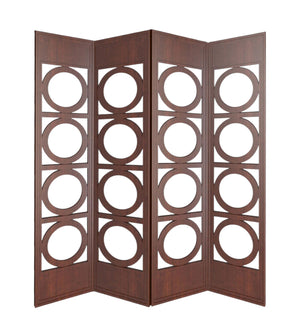 Homeroots 84" Brown Solid Wood Folding Four Panel Screen Room Divider   342747