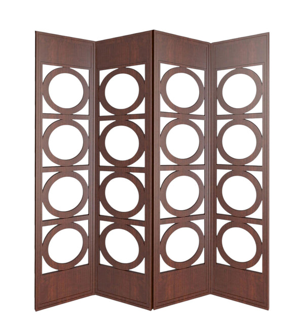 Homeroots 84" Brown Solid Wood Folding Four Panel Screen Room Divider   342747