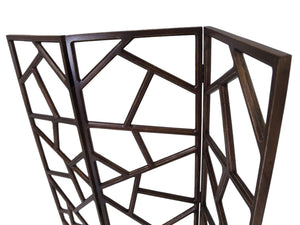 Homeroots 70" Brown Solid Wood Folding Three Panel Screen Room Divider   342748