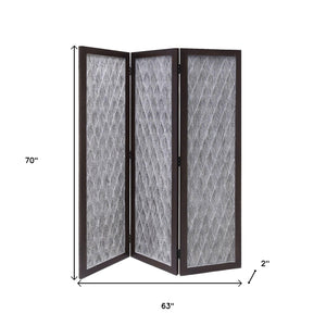 Homeroots 70" Brown Folding Three Panel Screen Room Divider  Wood 342749